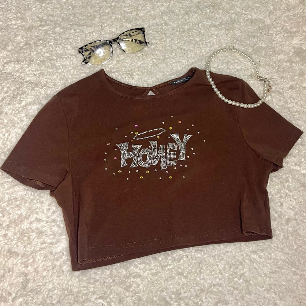 “Honey” Brown SHEIN crop top